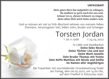 Traueranzeige von Torsten Jordan von Trauerkombi Merseburg