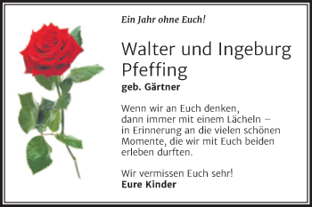 Traueranzeige von Walter und Ingeburg Pfeffing von Mitteldeutsche Zeitung Halle/Saalkreis