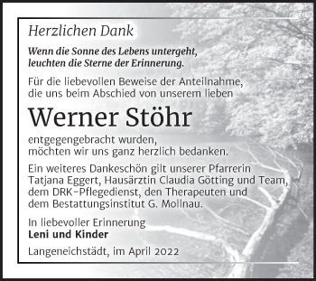 Traueranzeige von Werner Stöhr von Trauerkombi Merseburg