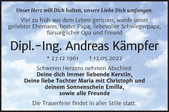 Traueranzeige von Andreas Kämpfer von Trauerkombi Wittenberg