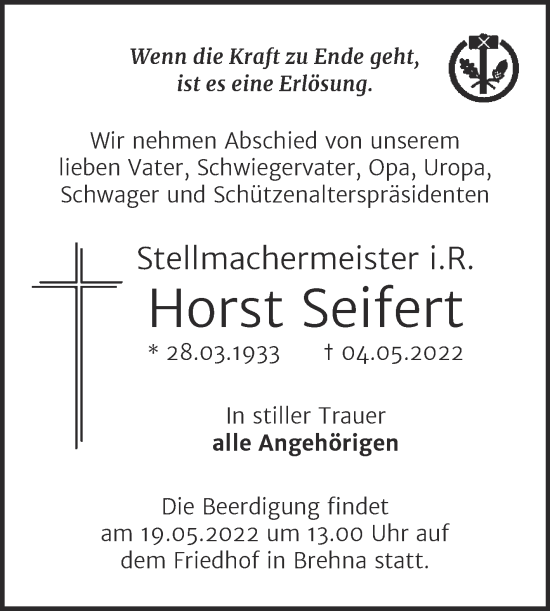 Traueranzeige von Horst Seifert von Trauerkombi Bitterfeld
