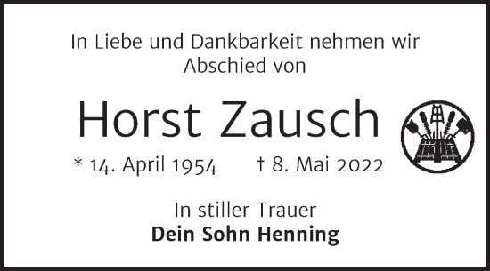 Traueranzeige von Horst Zausch von Trauerkombi Weißenfels