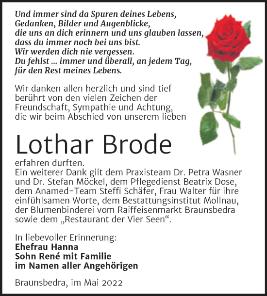 Traueranzeige von Lothar Brode von Trauerkombi Merseburg