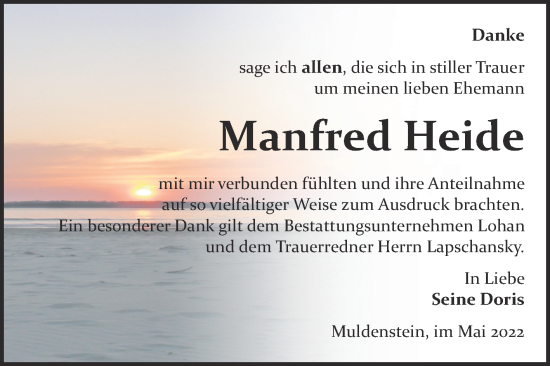 Traueranzeige von Manfred Heide von Trauerkombi Bitterfeld