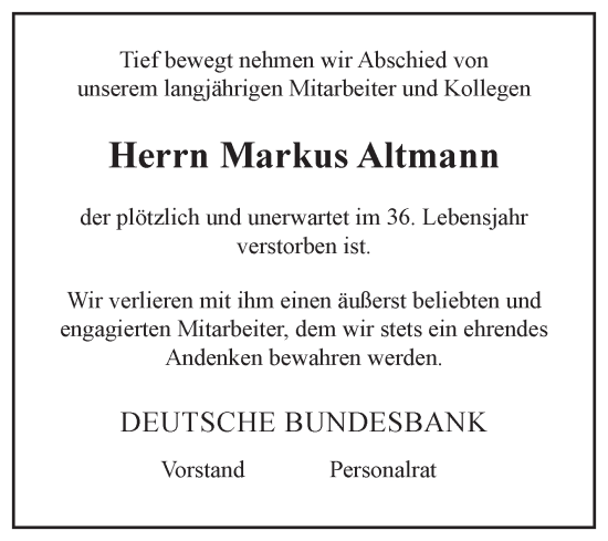Traueranzeige von Markus Altmann von Mitteldeutsche Zeitung Halle/Saalkreis