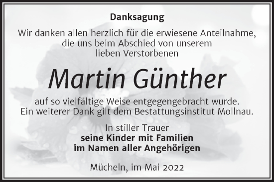 Traueranzeige von Martin Günther von Trauerkombi Merseburg