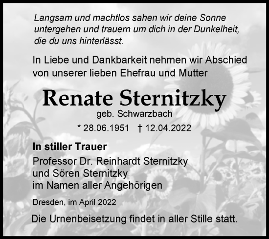 Traueranzeige von Renate Sternitzky von Mitteldeutsche Zeitung Halle/Saalkreis