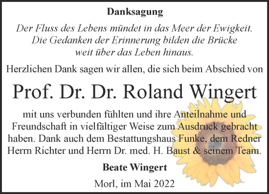 Traueranzeige von Roland Wingert von Mitteldeutsche Zeitung Halle/Saalkreis