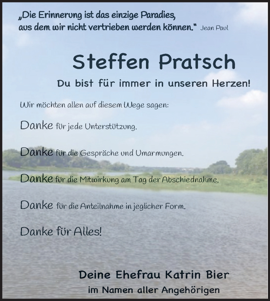  Traueranzeige für Steffen Pratsch vom 21.05.2022 aus Trauerkombi Bitterfeld