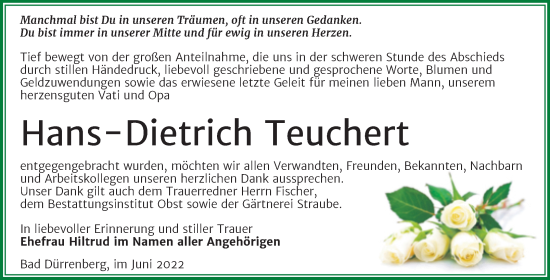 Traueranzeige von BestattungenHans-Dietrich Teuchert von Trauerkombi Merseburg