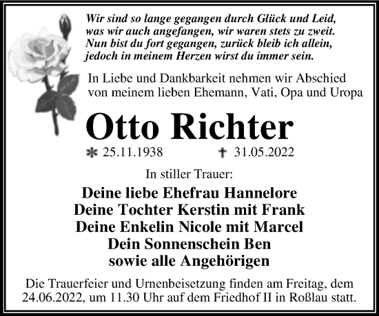 Traueranzeige von Otto Richter von Trauerkombi Dessau