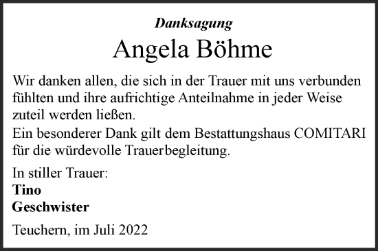 Traueranzeige von Angela Böhme von Trauerkombi Weißenfels