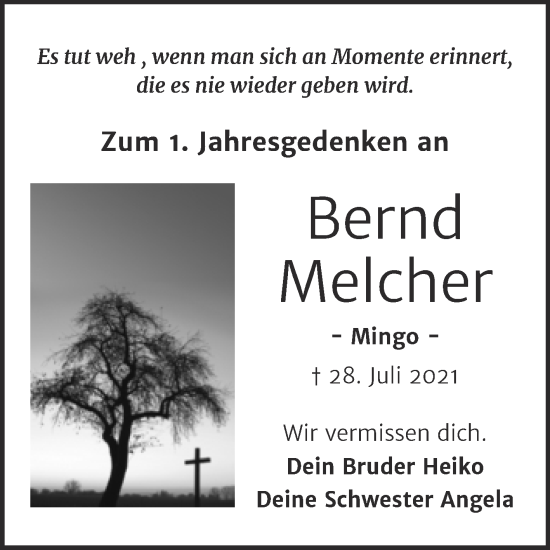 Traueranzeige von Bernd Melcher von Trauerkombi Bitterfeld