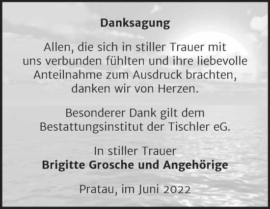 Traueranzeige von Danksagung  von Trauerkombi Wittenberg