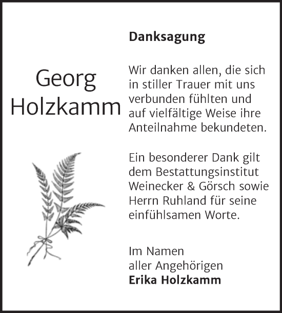 Traueranzeige von Georg Holzkamm von Trauerkombi Bernburg