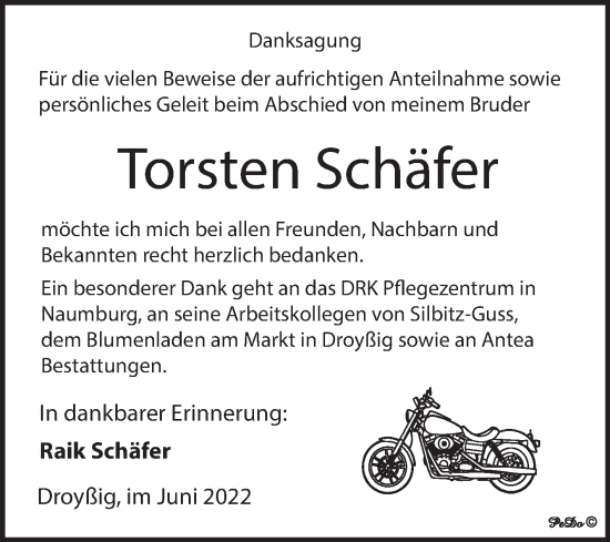 Traueranzeige von Torsten Schäfer von Trauerkombi Zeitz