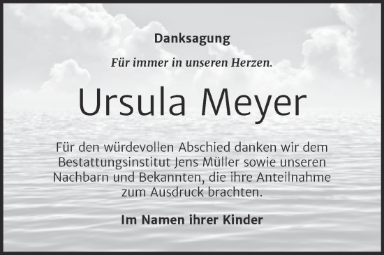 Traueranzeige von Ursula Meyer von Trauerkombi Aschersleben