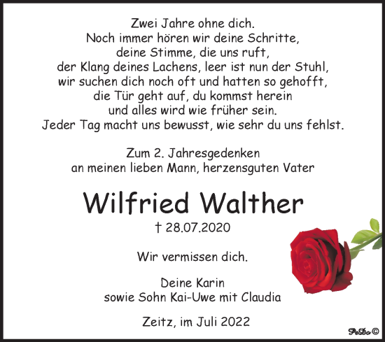 Traueranzeige von Wilfried Walther von Trauerkombi Zeitz