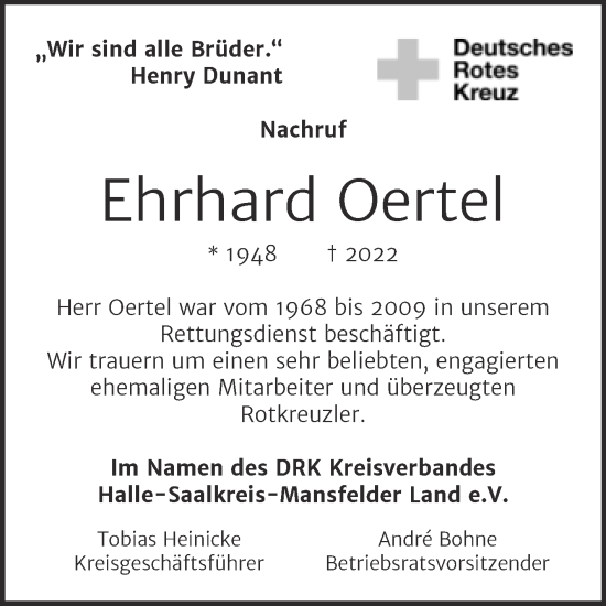 Traueranzeige von Ehrhard Oertel von Mitteldeutsche Zeitung Halle/Saalkreis