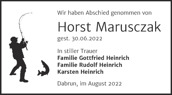 Traueranzeige von Horst Marusczak von Trauerkombi Wittenberg