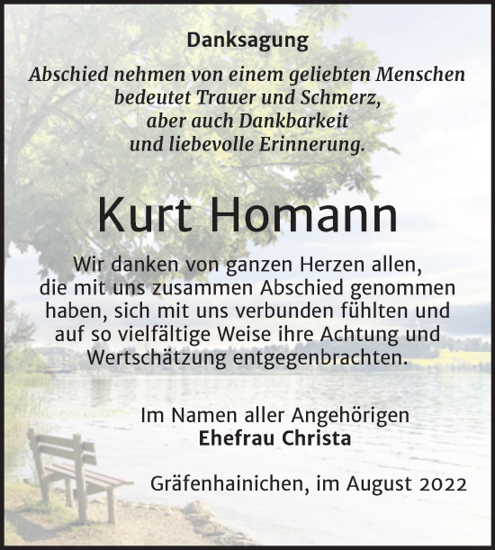 Traueranzeige von Kurt Homann von Super Sonntag Wittenberg