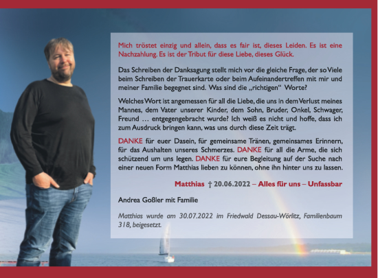 Traueranzeige von Matthias Goßler von Trauerkombi Bitterfeld