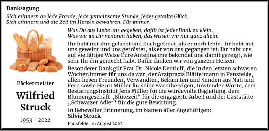 Traueranzeige von Wilfried Struck von Trauerkombi Aschersleben