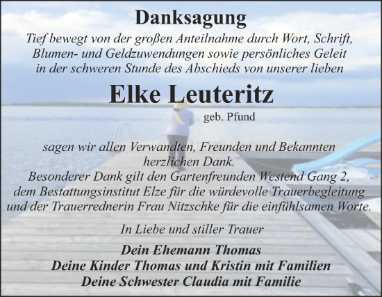 Traueranzeige von Elke Leuteritz von Trauerkombi Dessau