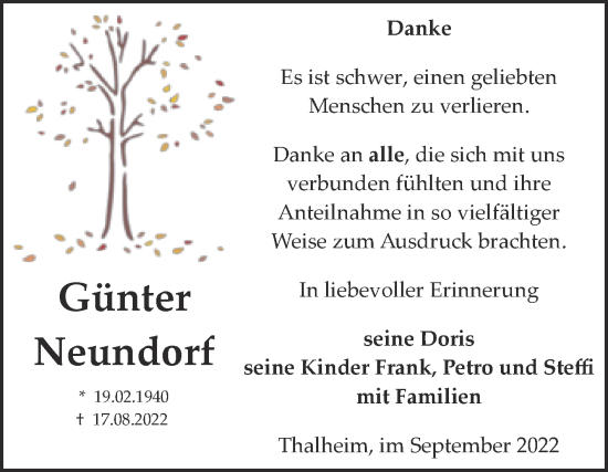 Traueranzeige von Günter Neundorf von Trauerkombi Bitterfeld