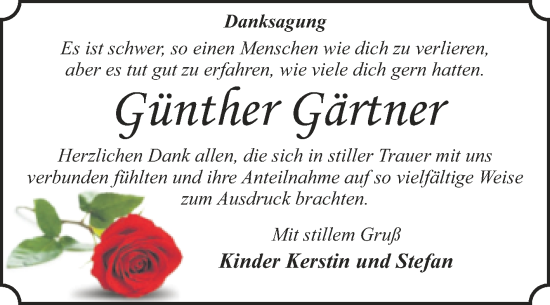 Traueranzeige von Günther Gärtner von Trauerkombi Dessau