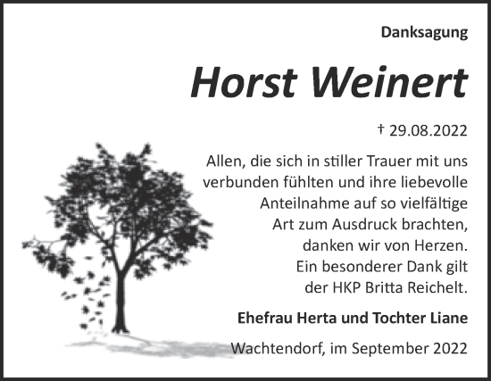 Traueranzeige von Horst Weinert von Trauerkombi Bitterfeld