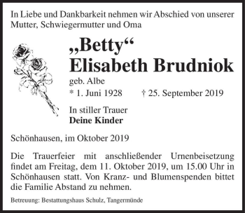 Traueranzeige von ,,Betty