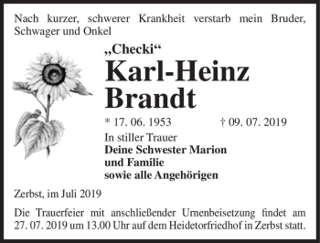 Traueranzeige von ,,Checki