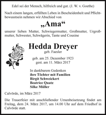 Traueranzeige von 