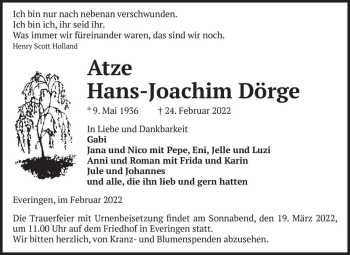 Traueranzeige von 