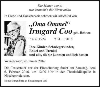 Traueranzeige von 
