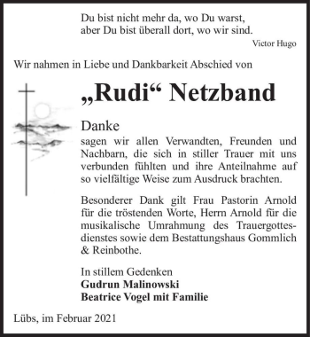 Traueranzeige von 