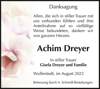 Traueranzeige von Achim Dreyer  von Magdeburger Volksstimme