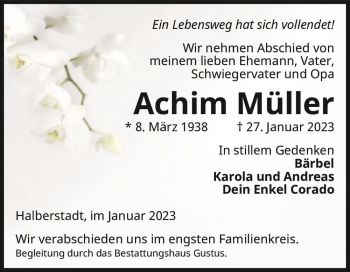 Traueranzeige von Achim Müller  von Magdeburger Volksstimme