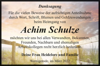 Traueranzeige von Achim Schulze  von Magdeburger Volksstimme