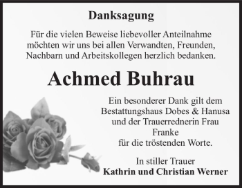 Traueranzeige von Achmed Buhrau  von Magdeburger Volksstimme