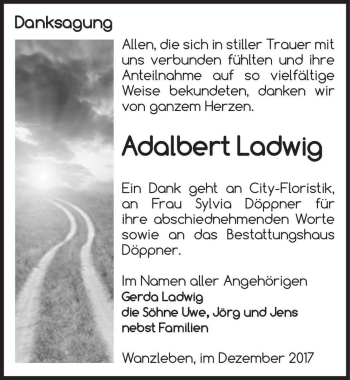 Traueranzeige von Adalbert Ladwig  von Magdeburger Volksstimme