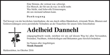 Traueranzeige von Adelheid Dannehl  von Magdeburger Volksstimme