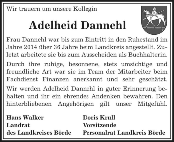 Traueranzeige von Adelheid Dannehl  von Magdeburger Volksstimme