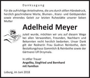 Traueranzeige von Adelheid Meyer  von Magdeburger Volksstimme