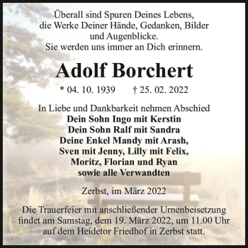 Traueranzeige von Adolf Borchert  von Magdeburger Volksstimme