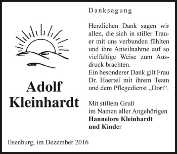 Traueranzeige von Adolf Kleinhardt  von Magdeburger Volksstimme