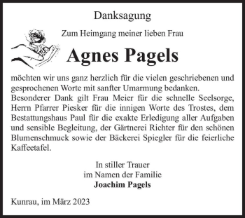 Traueranzeige von Agnes Pagels  von Magdeburger Volksstimme