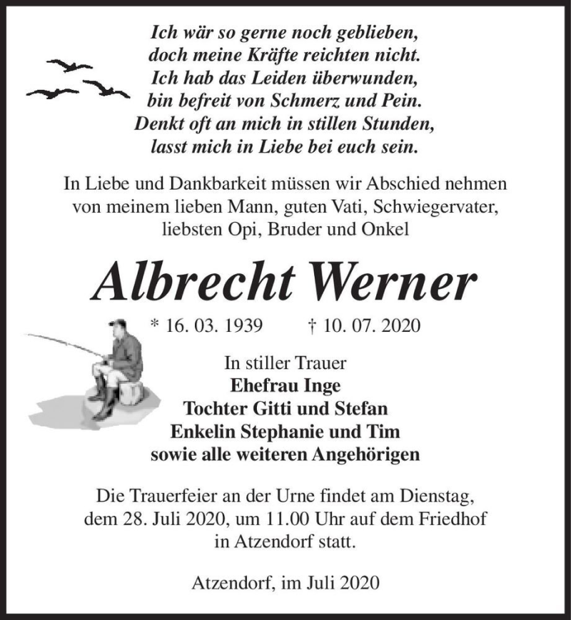  Traueranzeige für Albrecht Werner  vom 18.07.2020 aus Magdeburger Volksstimme