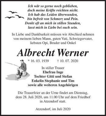Traueranzeige von Albrecht Werner  von Magdeburger Volksstimme